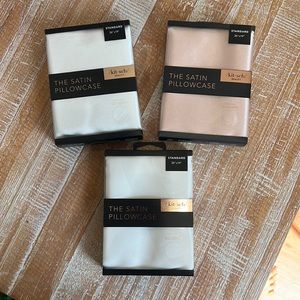 New Kitsch Satin Pillowcases - Standard Size. Ivory and Pink